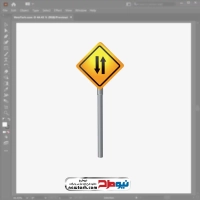 فایل وکتوری تابلو پایه دار هشدار جاده دو طرفه