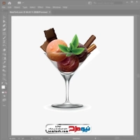 فایل وکتوری بستنی در جام با تزئین بیسکویت و شکلات