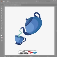 فایل وکتور قوری در حال چای ریختن