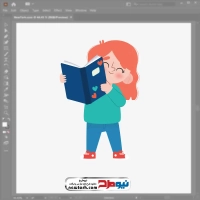 فایل وکتوری دختر بچه در حال کتاب خواندن