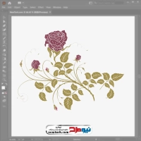تصویر وکتور گل با شاخه و برگ