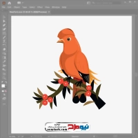 دانلود وکتور پرنده نشسته روی شاخه درخت