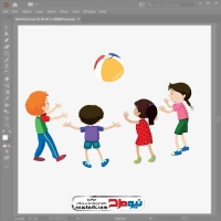 فایل وکتوری بچه ها در حال توپ بازی