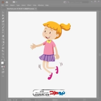 تصویر وکتوری دختر بچه در حال پریدن