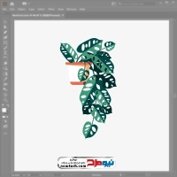 فایل وکتور گلدان آپارتمانی آویزان با برگ های پهن