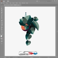 فایل eps گلدان آپارتمانی آویزان با برگ های پهن