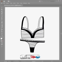 فایل وکتور سیاه و سفید ست لباس زیر زنانه