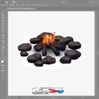تصویر وکتوری آتش میان سنگ
