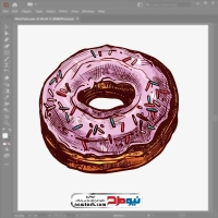 فایل وکتور دونات با روکش کرم توت فرنگی