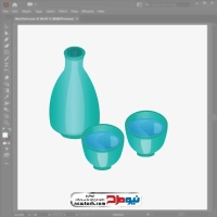 فایل وکتور بطری و لیوان آب